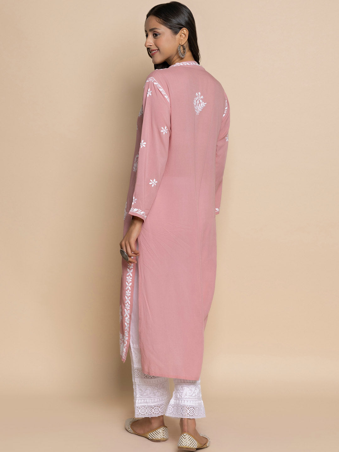 HOUSE OF KARI Floral Embroidered Fizaa Chikankari Pure Cotton Straight Kurta | Grocsy