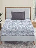 MYTRIDENT Dusk and Dawn White Ethnic Motifs Pure Cotton 144TC Single Bedsheet Pillow Cover | Grocsy