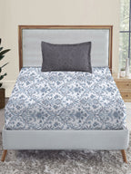 MYTRIDENT Dusk and Dawn White Ethnic Motifs Pure Cotton 144TC Single Bedsheet Pillow Cover | Grocsy