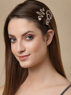 Panash Women Set of 2 Gold-Toned & White Beaded Hair Pins | Grocsy