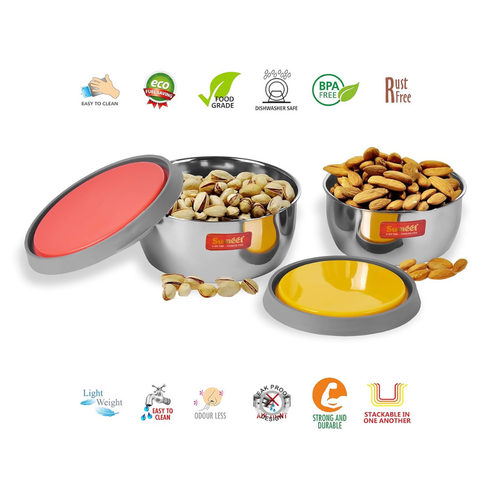 Sumeet Modena Stainless Steel Food Storage Airtight & Leak Proof Containers | Grocsy
