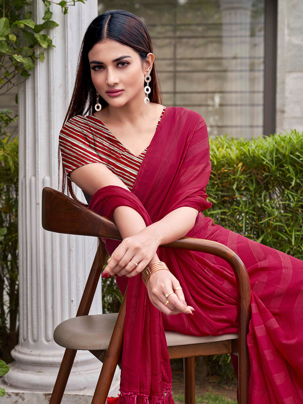 Tikhi Imli Striped Satin Ready to Wear Saree | Grocsy