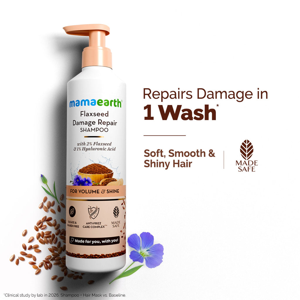 Mamaearth Flaxseed Damage Repair Shampoo | Grocsy