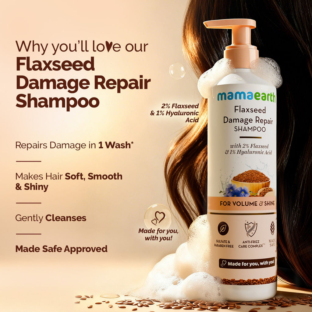 Mamaearth Flaxseed Damage Repair Shampoo | Grocsy