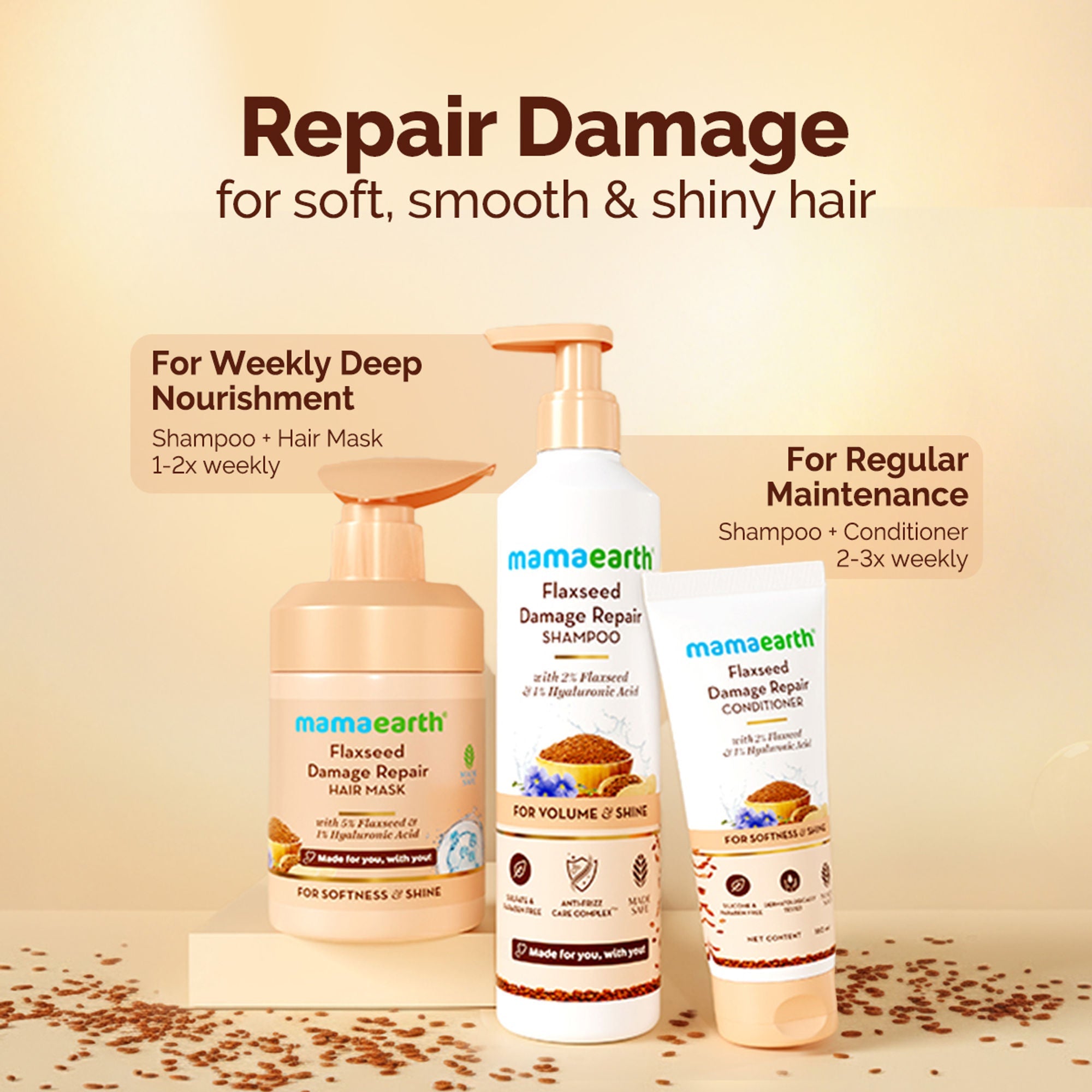 Mamaearth Flaxseed Damage Repair Conditioner | Grocsy