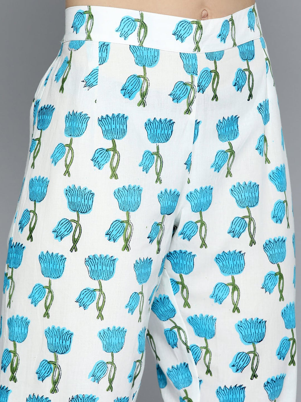 HERE&NOW Floral Printed Regular Pure Cotton Kurta with Trousers & With Dupatta | Grocsy
