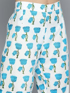 HERE&NOW Floral Printed Regular Pure Cotton Kurta with Trousers & With Dupatta | Grocsy