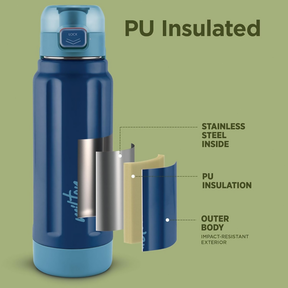 Milton Taurus 900 Steel Thermoware Inner Stainless Steel PU Insulated & Leak Proof Water - Dark Blue | Grocsy