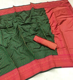 DEIANA'S Beautiful Designer Golden zari Soft Lichi Silk Saree - Green | Grocsy