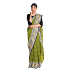 Exclusive Collection 100% Pure Cotton Olive Tant Saree With Hand Weaving Work | Grocsy