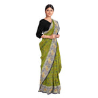 Exclusive Collection 100% Pure Cotton Olive Tant Saree With Hand Weaving Work | Grocsy