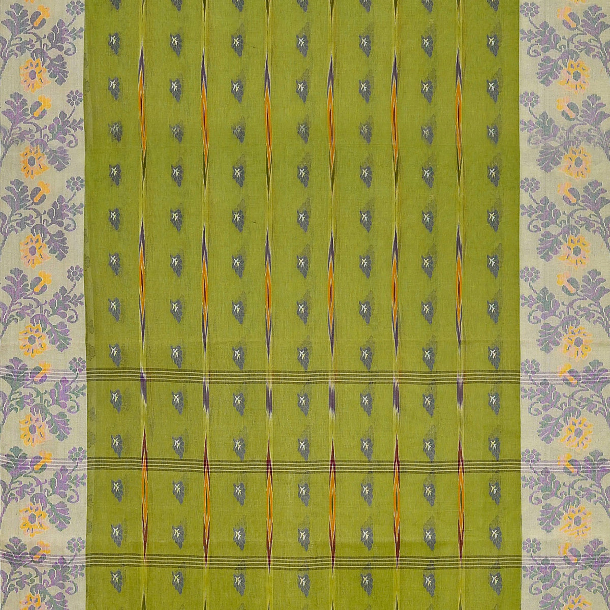 Exclusive Collection 100% Pure Cotton Olive Tant Saree With Hand Weaving Work | Grocsy