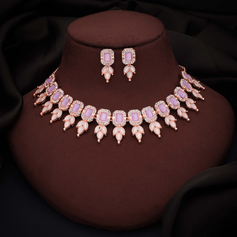 Tehzeeb Creationss Lavender Colour Choker With Stud - Swadesiicart