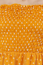 PAVONINE Mustard Color Polka Dot Net Kansai Dress For Women | Grocsy
