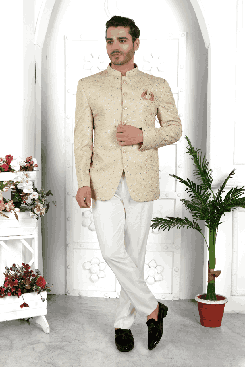 Raivat Ethnic Art Silk Thread Work Jodhpuri In Pista Green Colour | Grocsy