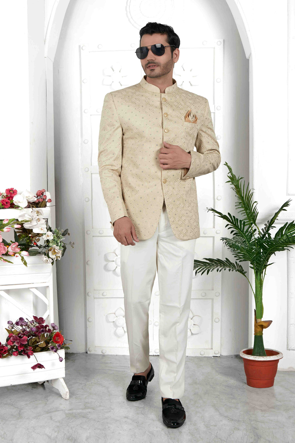 Raivat Ethnic Art Silk Thread Work Jodhpuri In Pista Green Colour | Grocsy