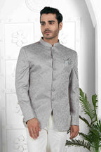 Raivat Ethnic Art Silk Thread Work Jodhpuri In Grey Colour | Grocsy