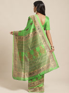 Saree Mall Green & Beige Printed Saree | Grocsy