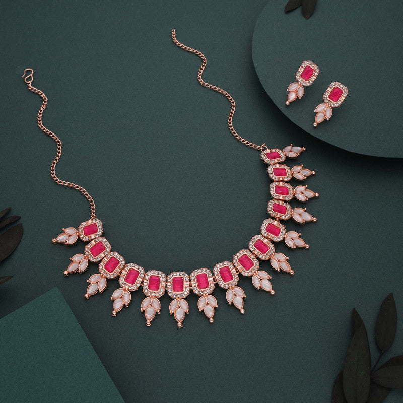 Tehzeeb Creationss Pink Colour Choker With Stud | Grocsy