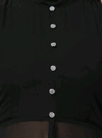 PAVONINE Black Color Shining Buttons Net Fabric Slit Dress For Women | Grocsy