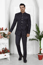 Raivat Ethnic Velvet Thread Work Jodhpuri In Blue Colour | Grocsy