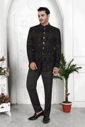 Raivat Ethnic Velvet Thread Work Jodhpuri In Black Colour | Grocsy