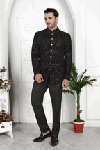 Raivat Ethnic Velvet Thread Work Jodhpuri In Black Colour | Grocsy
