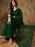 Sangria Floral Embroidered Net Sarees | Grocsy