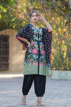 Juniper Womens Black Rayon Multi Color Floral Printed Kaftan | Grocsy