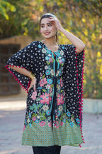 Juniper Womens Black Rayon Multi Color Floral Printed Kaftan | Grocsy