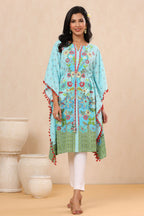 Juniper Womens Sky Blue Rayon Multi Color Floral Printed Kaftan | Grocsy