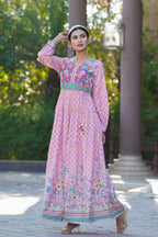 Juniper Womens Pink Cambric Floral Printed Tiered Maxi Dress | Grocsy