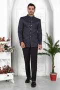 Raivat Ethnic Jacquard Silk Thread Work Jodhpuri In Navy Blue Colour | Grocsy