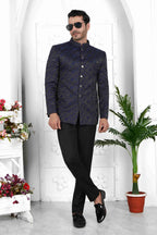 Raivat Ethnic Jacquard Silk Thread Work Jodhpuri In Navy Blue Colour | Grocsy