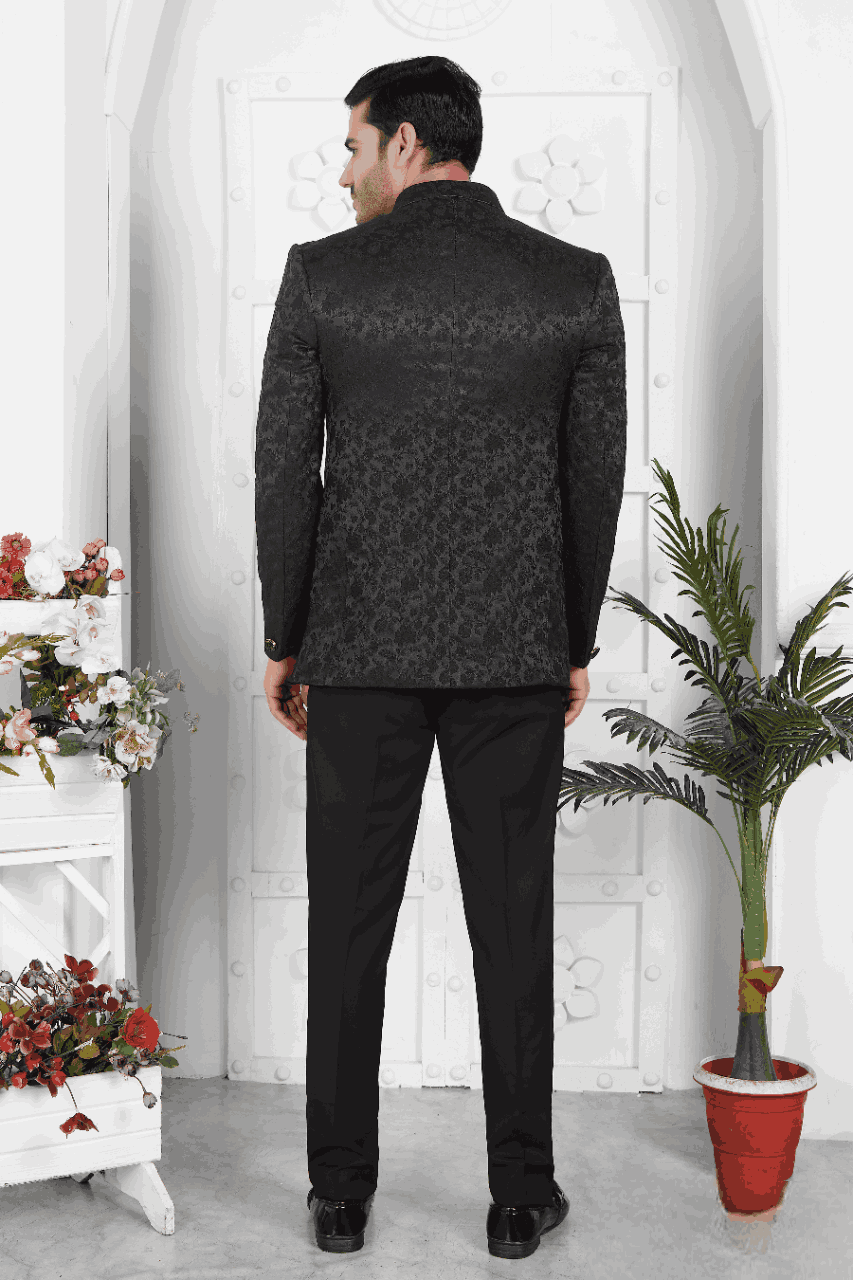 Raivat Ethnic Jacquard Silk Thread Work Jodhpuri In Black Colour | Grocsy