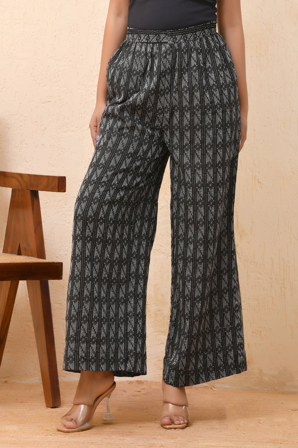 Vaasva Women Dobby Flared Pants | Grocsy