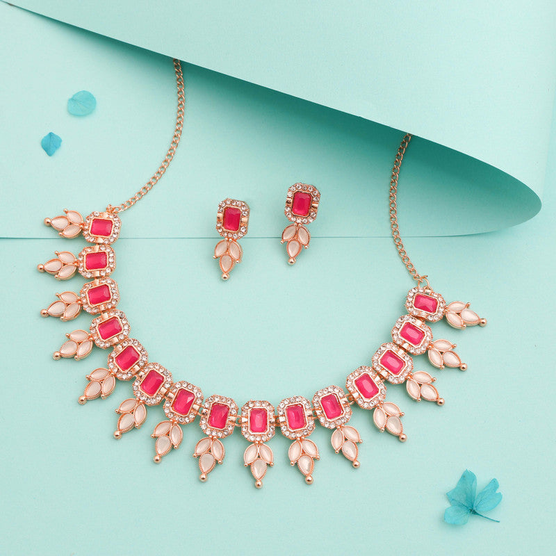 Tehzeeb Creationss Pink Colour Choker With Stud | Grocsy