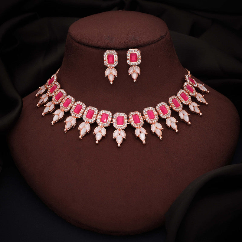 Tehzeeb Creationss Pink Colour Choker With Stud | Grocsy