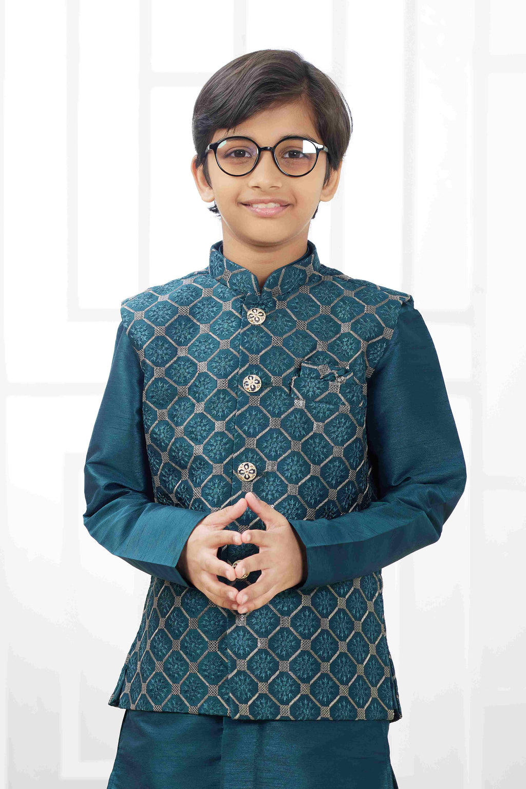 Raivat Ethnic Art Silk Embroidery Work 3 Pics Jacket Set In Teal Green Colour | Grocsy