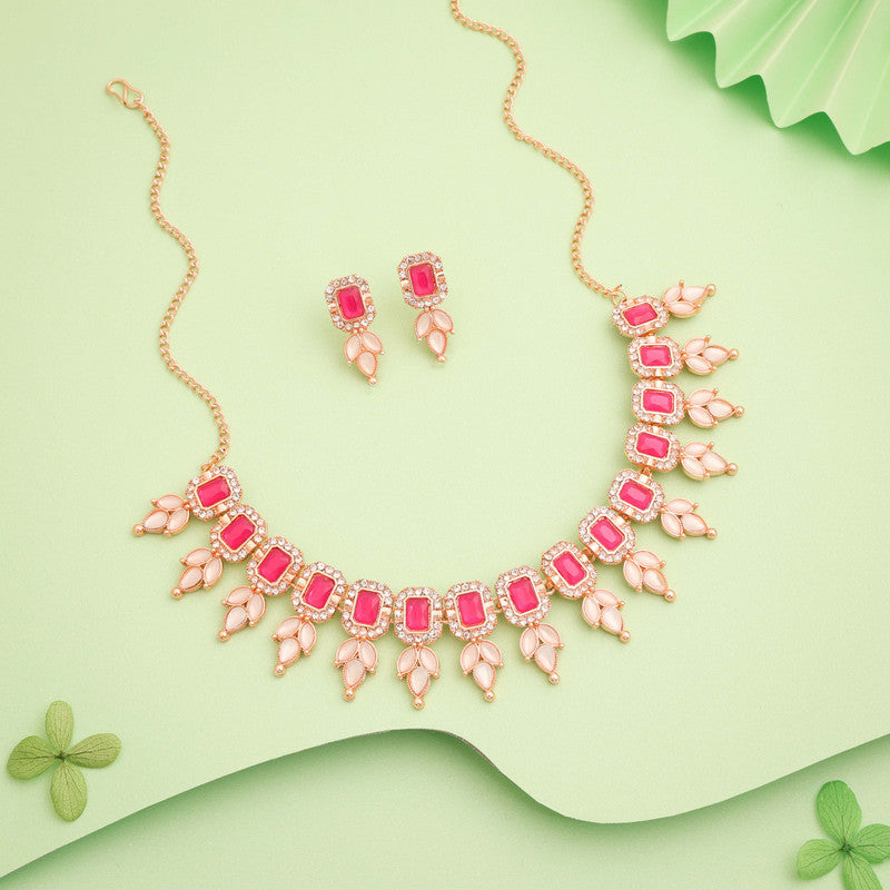 Tehzeeb Creationss Pink Colour Choker With Stud | Grocsy