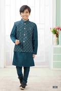 Raivat Ethnic Art Silk Embroidery Work 3 Pics Jacket Set In Teal Green Colour | Grocsy