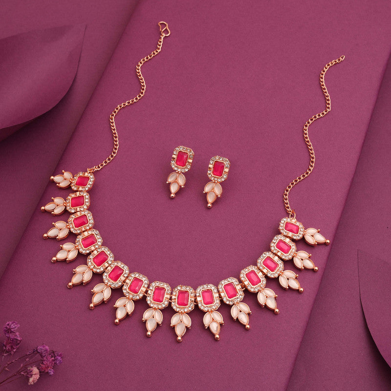 Tehzeeb Creationss Pink Colour Choker With Stud | Grocsy