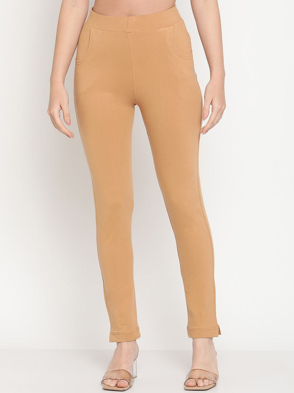 TAG 7 Pack of 2 Beige & Mustard Yellow Ankle-Length Leggings | Grocsy