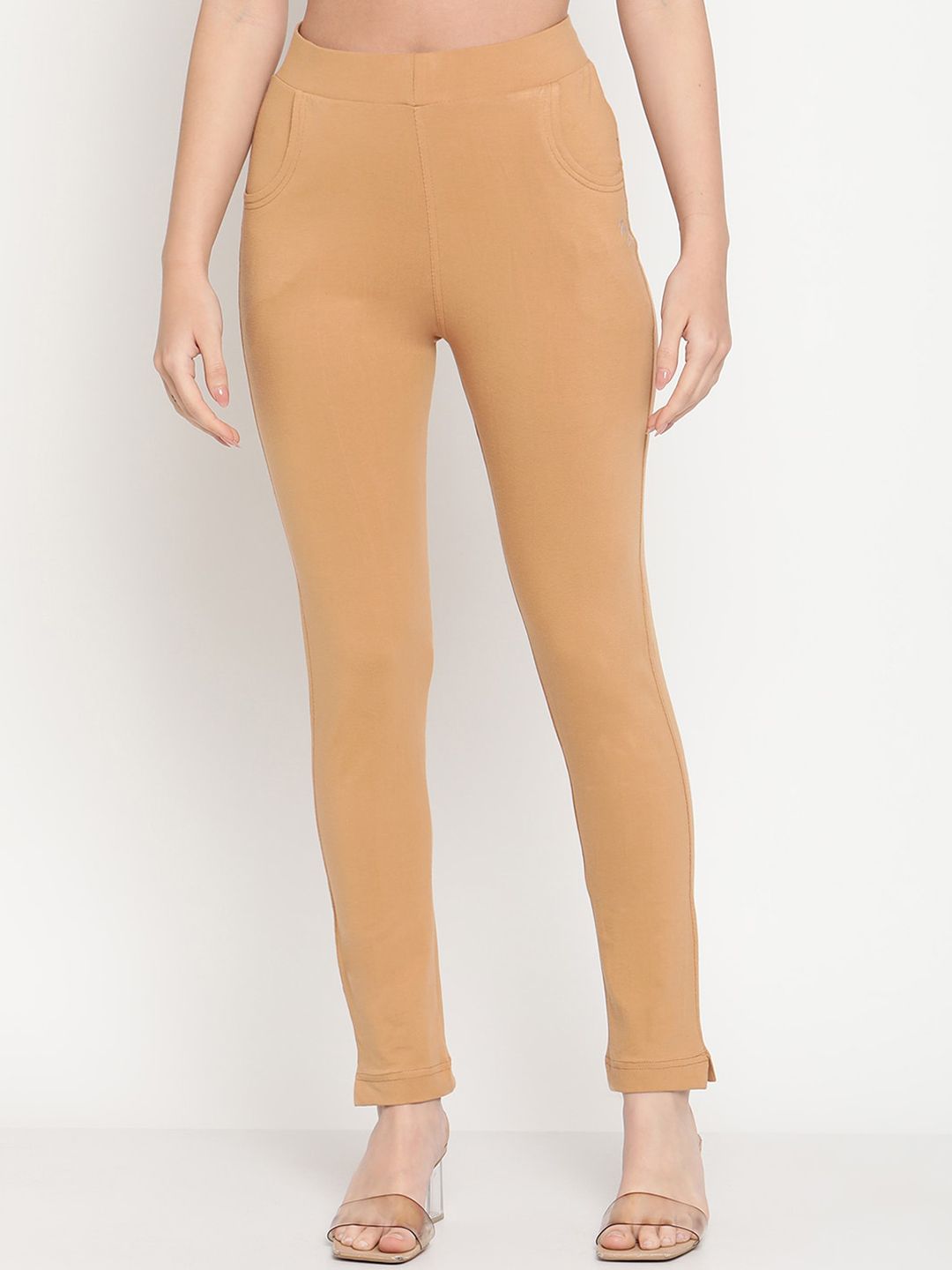 TAG 7 Pack of 2 Beige & Mustard Yellow Ankle-Length Leggings | Grocsy