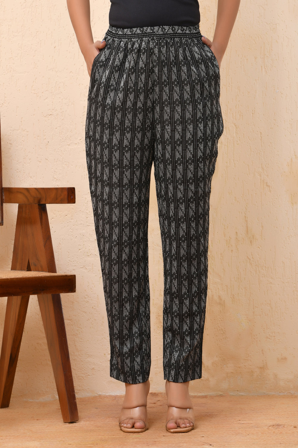 Vaasva Women Dobby Straight Pants | Grocsy