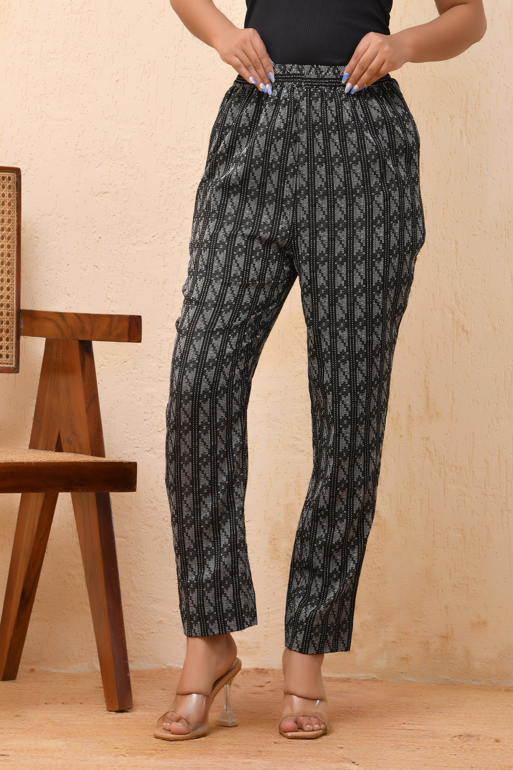 Vaasva Women Dobby Straight Pants | Grocsy