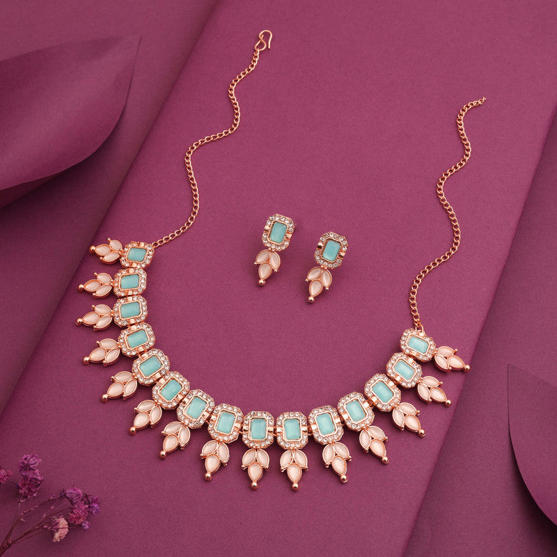 Tehzeeb Creationss Sky Blue Colour Choker With Stud | Grocsy