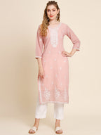 HERE&NOW Ethnic Motifs Embroidered Sequined Georgette Kurta | Grocsy