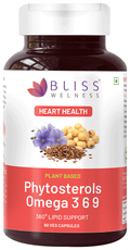 Bliss Welness Heart Health Phytosterols Omega 3 6 9 Veg Capsule Vegicap | Grocsy