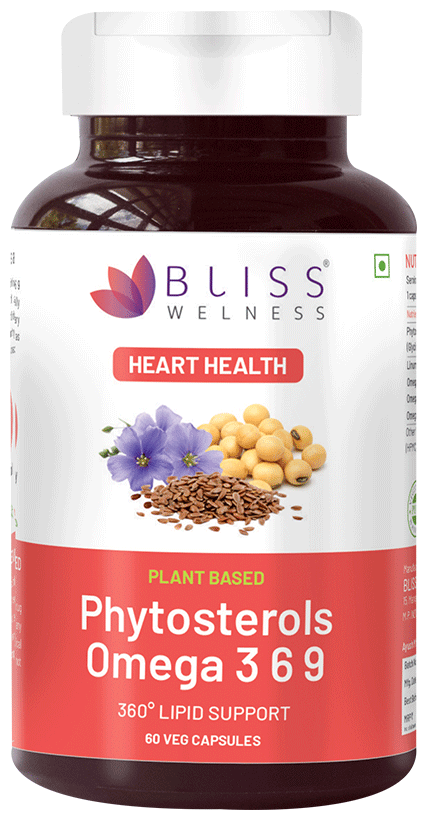 Bliss Welness Heart Health Phytosterols Omega 3 6 9 Veg Capsule Vegicap | Grocsy